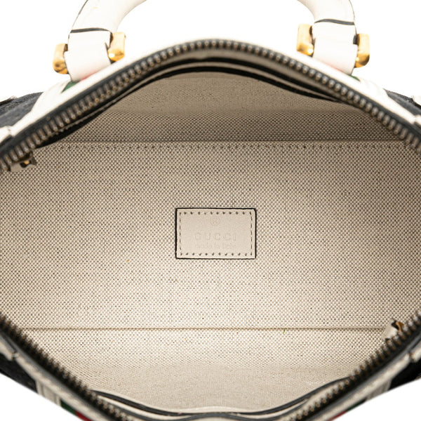 グッチ GGキャンバス オフィディア ハンドバッグ 715771 ブラック ホワイト キャンバス レザー レディース GUCCI 【中古】
