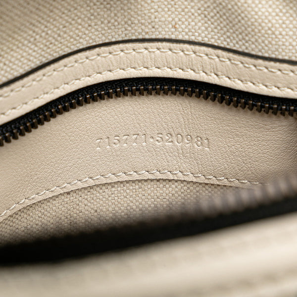 グッチ GGキャンバス オフィディア ハンドバッグ 715771 ブラック ホワイト キャンバス レザー レディース GUCCI 【中古】