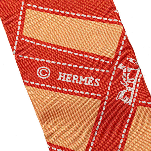 エルメス ツイリー BOLDUC ボルデュック スカーフ オレンジ マルチカラー シルク レディース HERMES 【中古】
