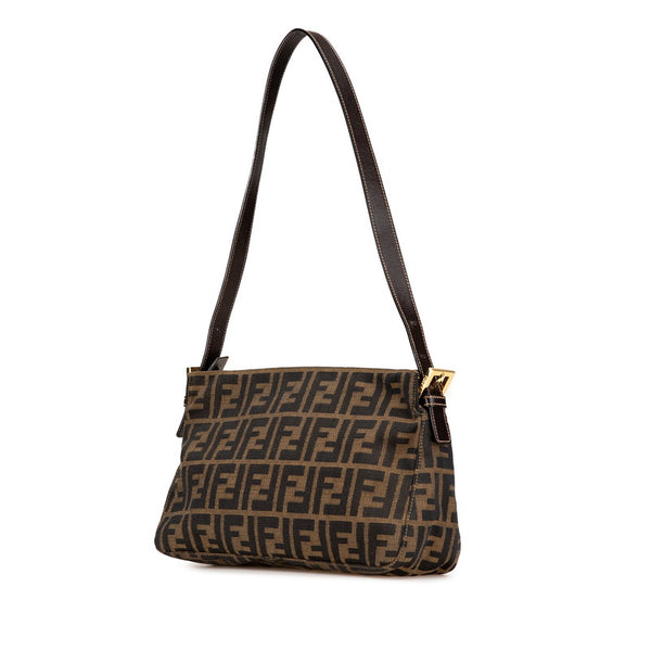フェンディ ズッカ マンマバケット ワンショルダーバッグ ハンドバッグ ブラウン キャンバス レザー レディース FENDI 【中古】