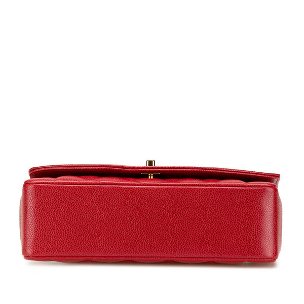シャネル マトラッセ ココマーク ダイアナフラップ チェーン ショルダーバッグ レッド キャビアスキン レディース CHANEL 【中古】