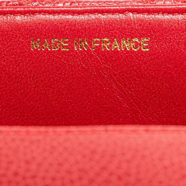 シャネル マトラッセ ココマーク ダイアナフラップ チェーン ショルダーバッグ レッド キャビアスキン レディース CHANEL 【中古】