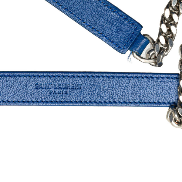 サンローラン YSL モノグラム カレッジ チェーンショルダーバッグ 403118 ブルー シープスキン レディース SAINT LAURENT 【中古】