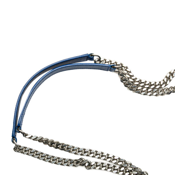 サンローラン YSL モノグラム カレッジ チェーンショルダーバッグ 403118 ブルー シープスキン レディース SAINT LAURENT 【中古】