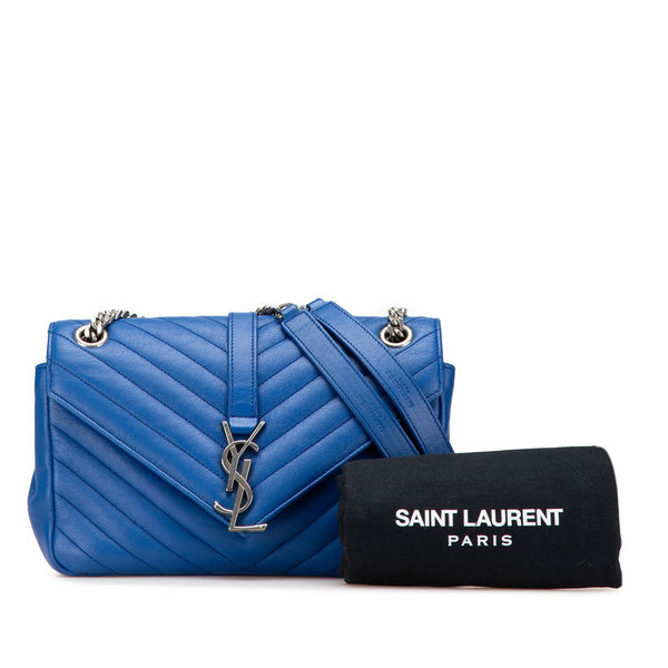 サンローラン YSL モノグラム カレッジ チェーンショルダーバッグ 403118 ブルー シープスキン レディース SAINT LAURENT 【中古】