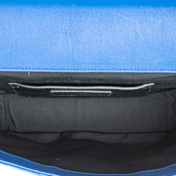 サンローラン YSL モノグラム カレッジ チェーンショルダーバッグ 403118 ブルー シープスキン レディース SAINT LAURENT 【中古】
