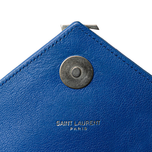 サンローラン YSL モノグラム カレッジ チェーンショルダーバッグ 403118 ブルー シープスキン レディース SAINT LAURENT 【中古】