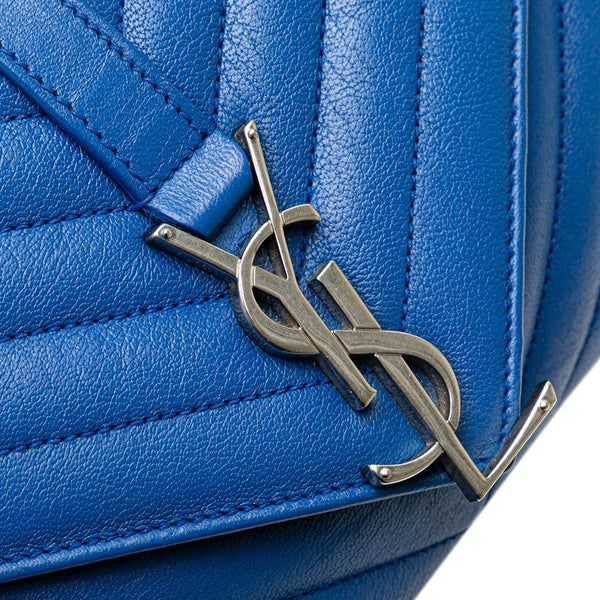 サンローラン YSL モノグラム カレッジ チェーンショルダーバッグ 403118 ブルー シープスキン レディース SAINT LAURENT 【中古】