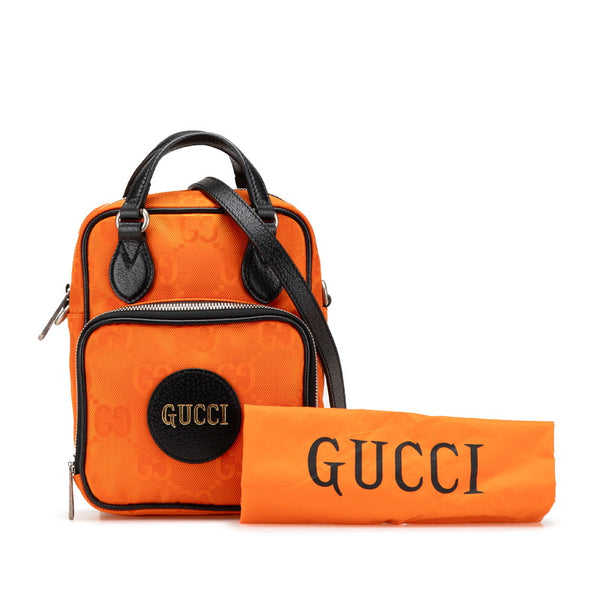グッチ オフザグリッド ハンドバッグ ショルダーバッグ 2WAY 625850 オレンジ ブラック ナイロン レザー レディース GUCCI 【中古】