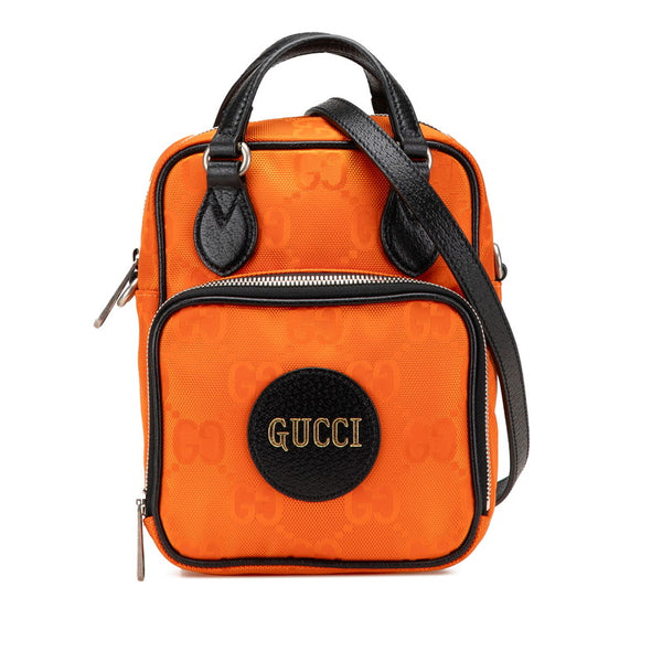 グッチ オフザグリッド ハンドバッグ ショルダーバッグ 2WAY 625850 オレンジ ブラック ナイロン レザー レディース GUCCI 【中古】