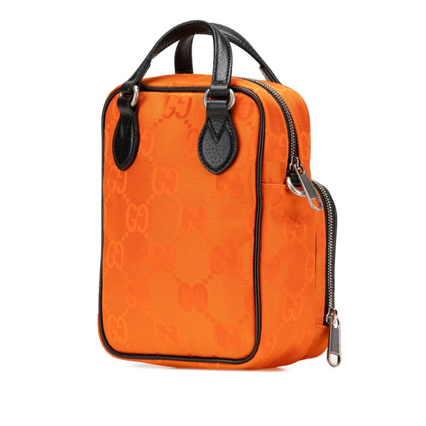 グッチ オフザグリッド ハンドバッグ ショルダーバッグ 2WAY 625850 オレンジ ブラック ナイロン レザー レディース GUCCI 【中古】