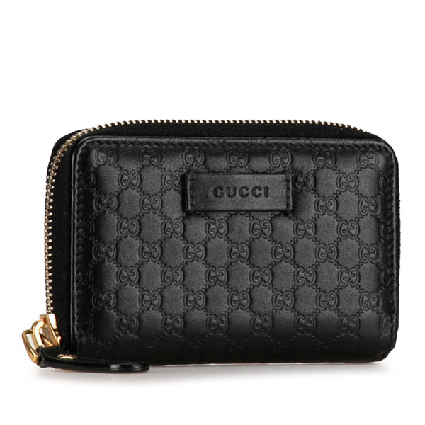 グッチ マイクログッチシマ ジッピーコイン コインケース 小銭入れ 544249 ブラック レザー レディース GUCCI 【中古】