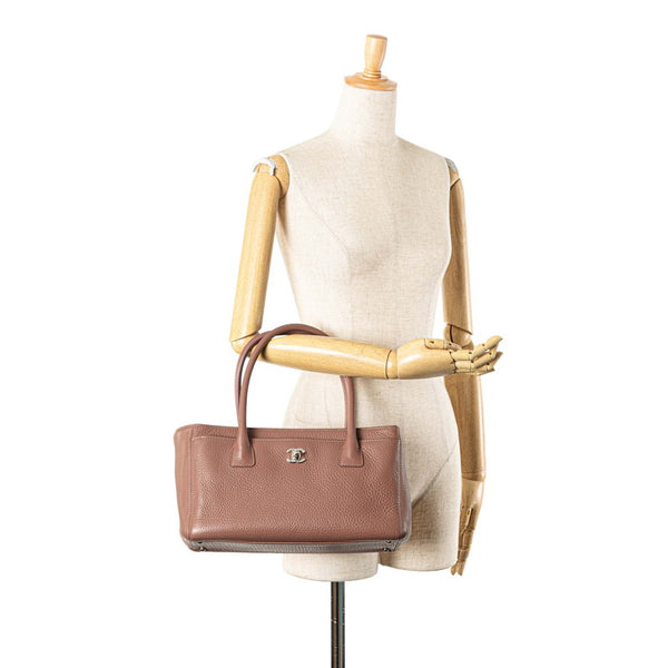 シャネル ココマーク エグゼクティブバック トートバッグ パープル ピンク レザー レディース CHANEL 【中古】