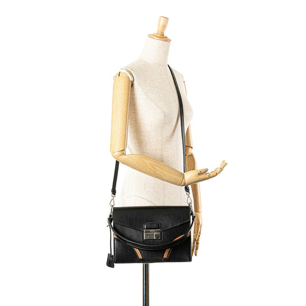 プラダ ステッチリム ハンドバッグ ショルダーバッグ 2WAY BR5138 ブラック レザー レディース PRADA 【中古】