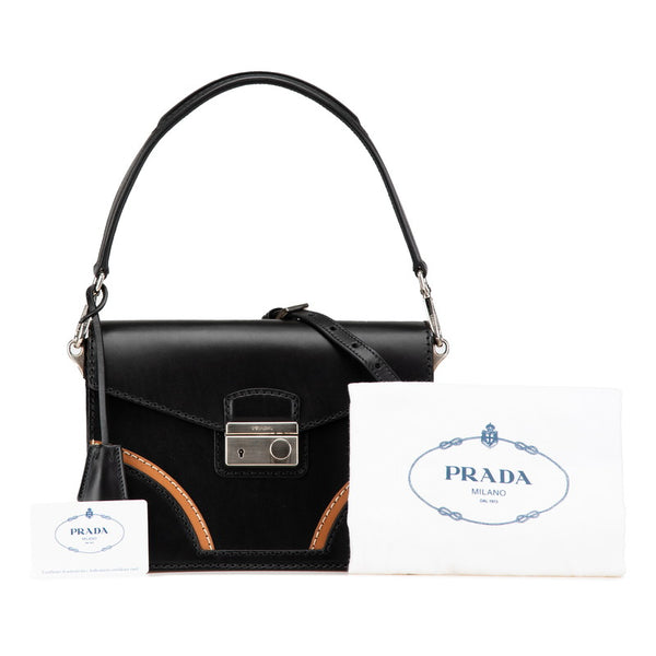 プラダ ステッチリム ハンドバッグ ショルダーバッグ 2WAY BR5138 ブラック レザー レディース PRADA 【中古】