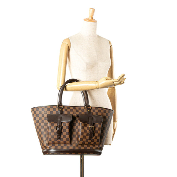 ルイ ヴィトン ダミエ マノスクGM ハンドバッグ トートバッグ N51120 ブラウン PVC レザー レディース LOUIS VUITTON 【中古】