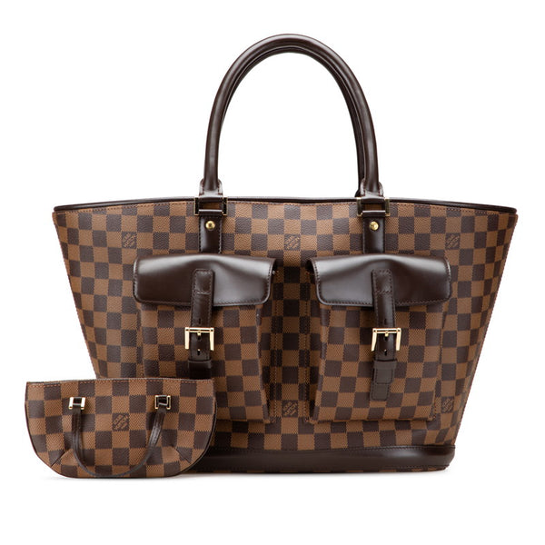 ルイ ヴィトン ダミエ マノスクGM ハンドバッグ トートバッグ N51120 ブラウン PVC レザー レディース LOUIS VUITTON 【中古】