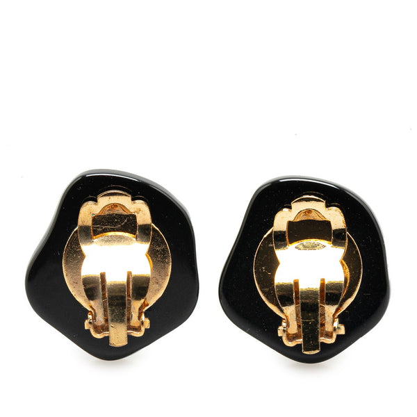 シャネル ココマーク カメリア イヤリング ホワイト ブラック プラスチック メッキ レディース CHANEL 【中古】