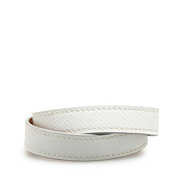 エルメス ケリー ドゥブルトゥール ブレスレット ホワイト ゴールド金具 ヴォーエプソン レディース HERMES 【中古】