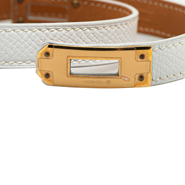 エルメス ケリー ドゥブルトゥール ブレスレット ホワイト ゴールド金具 ヴォーエプソン レディース HERMES 【中古】