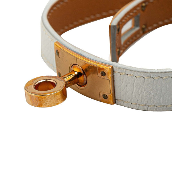 エルメス ケリー ドゥブルトゥール ブレスレット ホワイト ゴールド金具 ヴォーエプソン レディース HERMES 【中古】