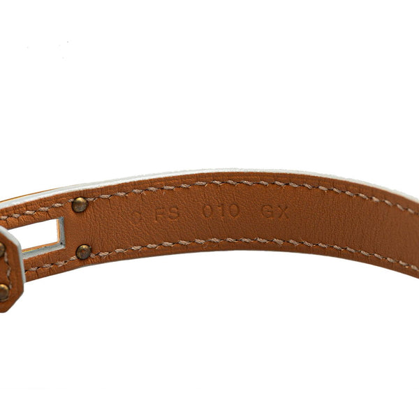 エルメス ケリー ドゥブルトゥール ブレスレット ホワイト ゴールド金具 ヴォーエプソン レディース HERMES 【中古】