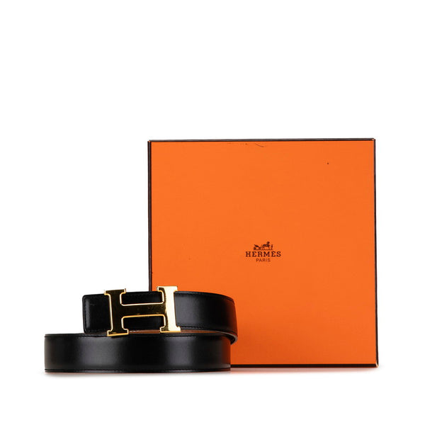 エルメス コンスタンス Hベルト ベルト サイズ：70 ブラック ブラウン レザー レディース HERMES 【中古】