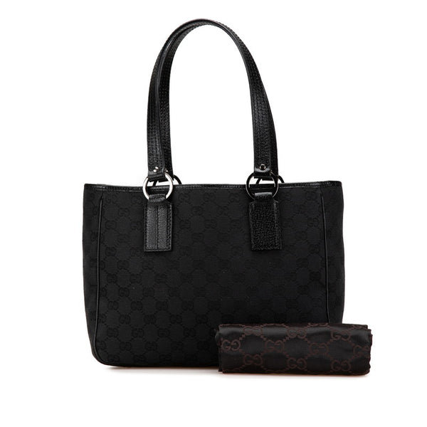 グッチ GGキャンバス ハンドバッグ トートバッグ 113019 ブラック キャンバス レザー レディース GUCCI 【中古】