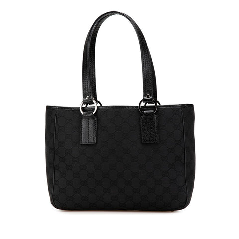 グッチ GGキャンバス ハンドバッグ トートバッグ 113019 ブラック キャンバス レザー レディース GUCCI 【中古】
