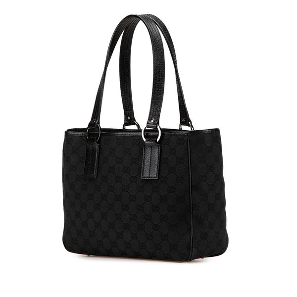 グッチ GGキャンバス ハンドバッグ トートバッグ 113019 ブラック キャンバス レザー レディース GUCCI 【中古】