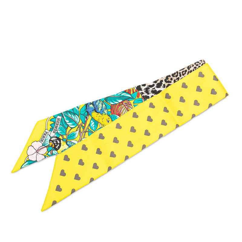 エルメス ツイリー Jungle Love Love ジャングルラブラブ スカーフ イエロー ベージュ マルチカラー シルク レディース HERMES 【中古】