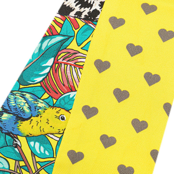 エルメス ツイリー Jungle Love Love ジャングルラブラブ スカーフ イエロー ベージュ マルチカラー シルク レディース HERMES 【中古】