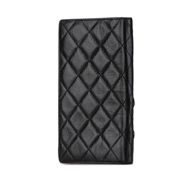 シャネル カンボンライン ココマーク 長財布 ブラック ラムスキン レディース CHANEL 【中古】