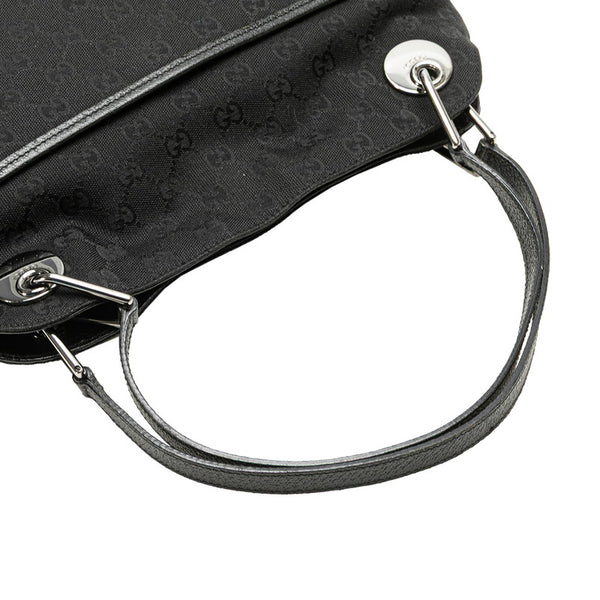 グッチ GGキャンバス ハンドバッグ トートバッグ 121023 ブラック キャンバス レザー レディース GUCCI 【中古】