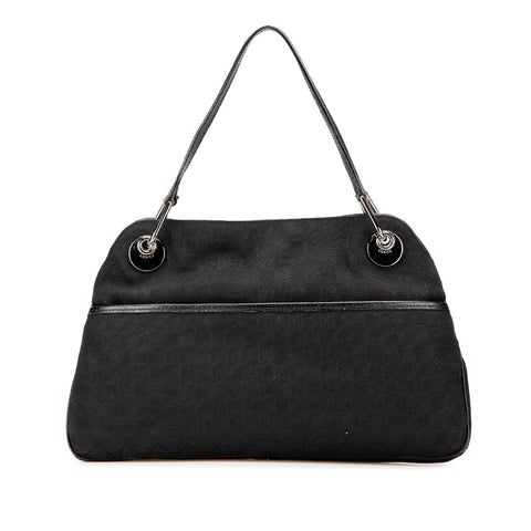 グッチ GGキャンバス ハンドバッグ トートバッグ 121023 ブラック キャンバス レザー レディース GUCCI 【中古】