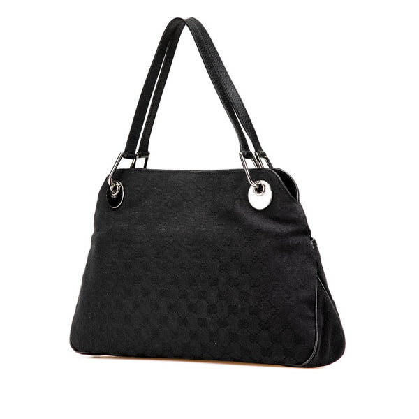 グッチ GGキャンバス ハンドバッグ トートバッグ 121023 ブラック キャンバス レザー レディース GUCCI 【中古】