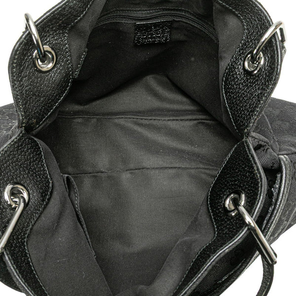 グッチ GGキャンバス ハンドバッグ トートバッグ 121023 ブラック キャンバス レザー レディース GUCCI 【中古】