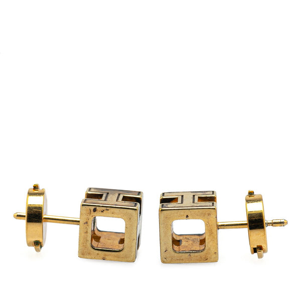 エルメス カージュドアッシュ Hキューブ ピアス ゴールド アイボリー メッキ レディース HERMES 【中古】