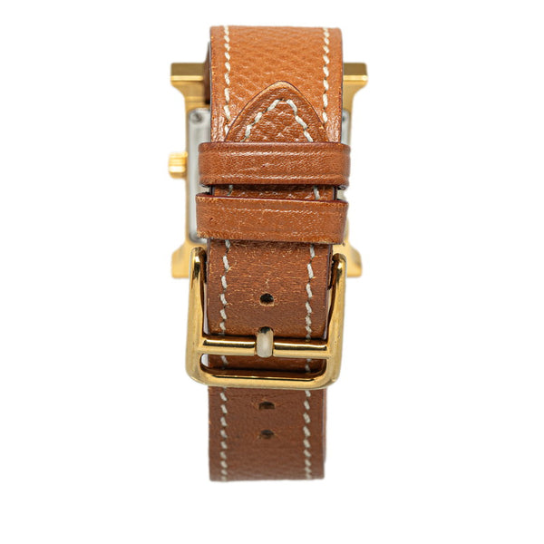 エルメス Hウォッチ 腕時計 HH1.210 クオーツ ゴールド文字盤 ステンレススチール レザー レディース HERMES 【中古】