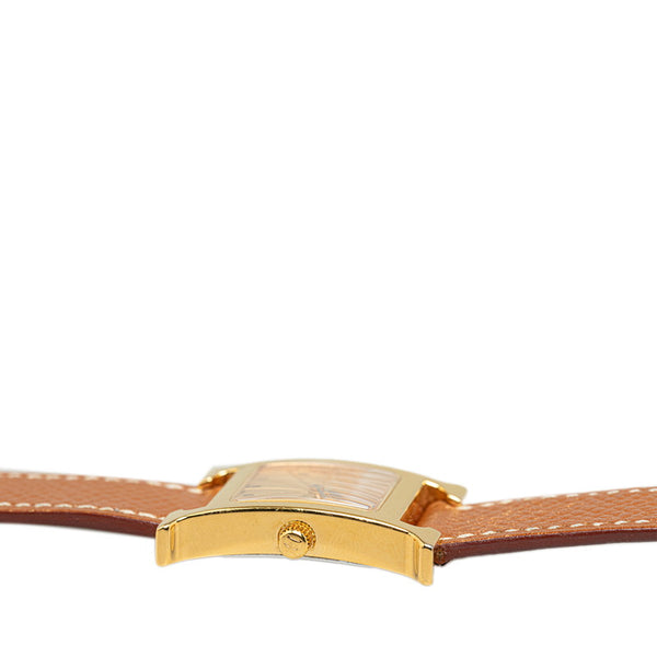 エルメス Hウォッチ 腕時計 HH1.210 クオーツ ゴールド文字盤 ステンレススチール レザー レディース HERMES 【中古】