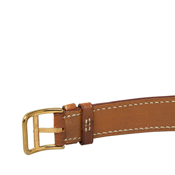 エルメス Hウォッチ 腕時計 HH1.210 クオーツ ゴールド文字盤 ステンレススチール レザー レディース HERMES 【中古】
