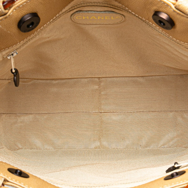 シャネル ココマーク チェーン トートバッグ ショルダーバッグ ベージュ キャビアスキン プラスチック レディース CHANEL 【中古】