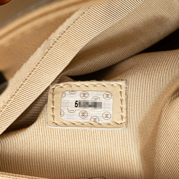 シャネル ココマーク チェーン トートバッグ ショルダーバッグ ベージュ キャビアスキン プラスチック レディース CHANEL 【中古】