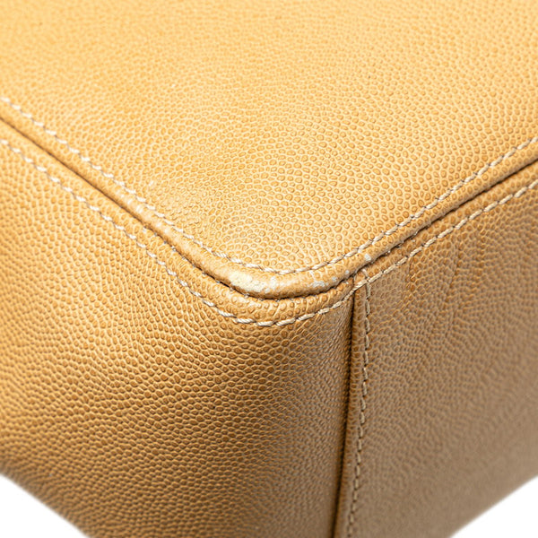 シャネル ココマーク チェーン トートバッグ ショルダーバッグ ベージュ キャビアスキン プラスチック レディース CHANEL 【中古】