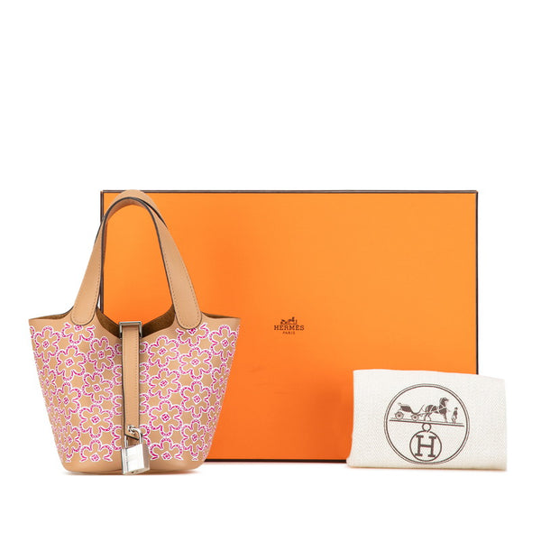 エルメス ピコタンロック ミクロ ラッキーデイジー ハンドバッグ チャイ ローズ スイフト レディース HERMES 【中古】