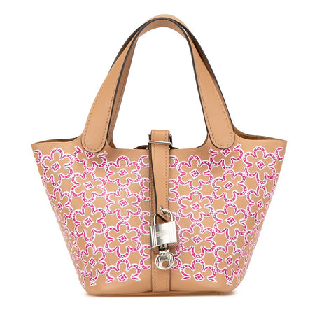 エルメス ピコタンロック ミクロ ラッキーデイジー ハンドバッグ チャイ ローズ スイフト レディース HERMES 【中古】