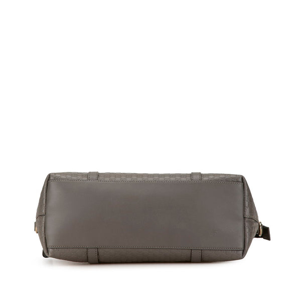 グッチ マイクログッチシマ ハンドバッグ ショルダーバッグ 2WAY 449656 グレー レザー レディース GUCCI 【中古】