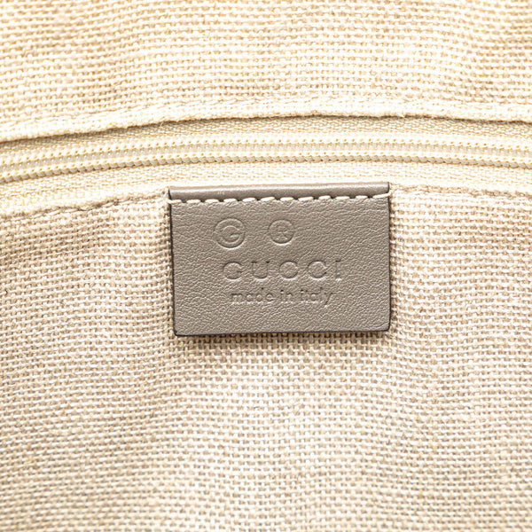 グッチ マイクログッチシマ ハンドバッグ ショルダーバッグ 2WAY 449656 グレー レザー レディース GUCCI 【中古】
