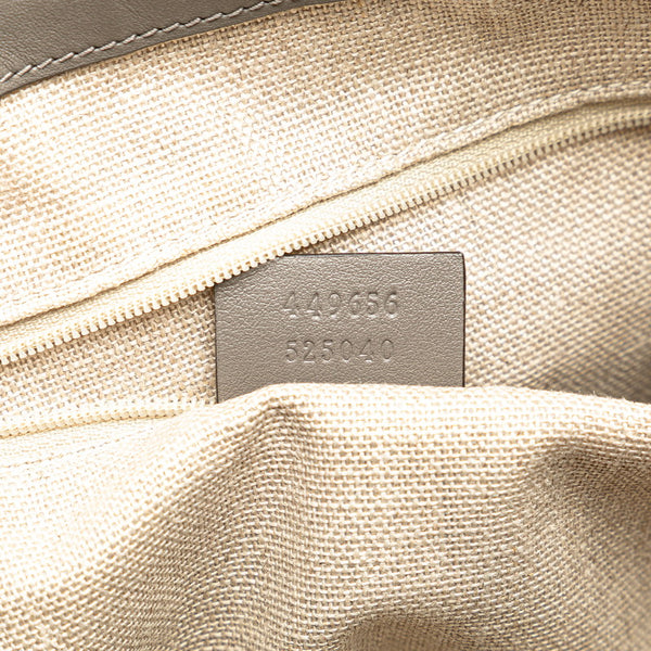 グッチ マイクログッチシマ ハンドバッグ ショルダーバッグ 2WAY 449656 グレー レザー レディース GUCCI 【中古】