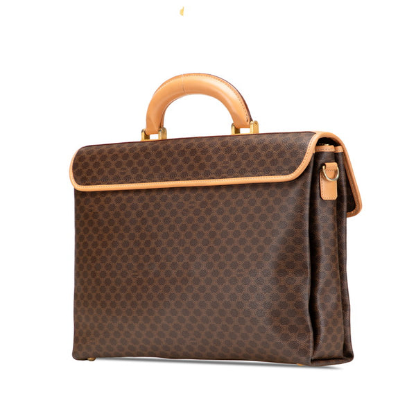 セリーヌ マカダム ビジネスバッグ ブリーフケース ショルダーバッグ 2WAY ブラウン PVC レザー メンズ CELINE 【中古】